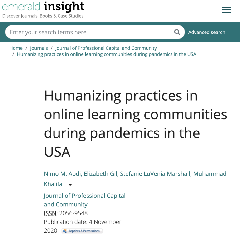 humanizing practices in online learning communities during pandemics in the usa